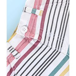 Babyhug Cotton Jersey Knitted Knee Length Shorts Striped - White