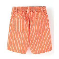 Babyhug Cotton Lycra Above Knee Length Striped Barmuda With Stretch - Orange