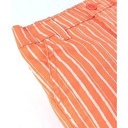 Babyhug Cotton Lycra Above Knee Length Striped Barmuda With Stretch - Orange