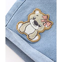 Babyhug Cotton Stretched Mid Thigh Length Teddy Patch Shorts  - Blue