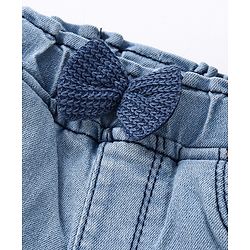 Babyhug Cotton Stretched Mid Thigh Length Teddy Patch Shorts  - Blue