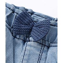 Babyhug Cotton Stretched Mid Thigh Length Teddy Patch Shorts  - Blue