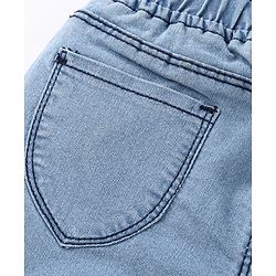 Babyhug Cotton Stretched Mid Thigh Length Teddy Patch Shorts  - Blue