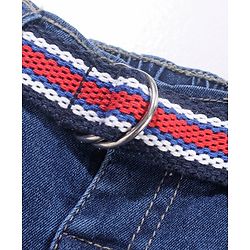 Babyhug Cotton Stretchable Mid Thigh Length Shorts with Belt - Blue