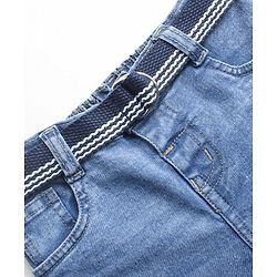 Babyhug Cotton Stretchable Mid Thigh Length Shorts with Belt - Blue