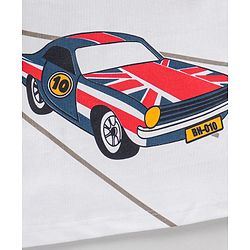 Babyhug Cotton Jersey Half Sleeves T-Shirt Car Printed - White