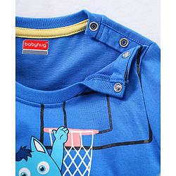 Babyhug Cotton Knit Half Sleeves Monsters Printed T-Shirt - Blue