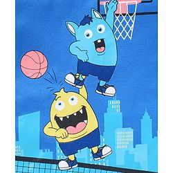 Babyhug Cotton Knit Half Sleeves Monsters Printed T-Shirt - Blue