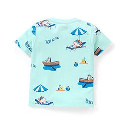 Babyhug Cotton Half Sleeves T-Shirt Beach Print- Mint Green
