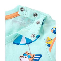 Babyhug Cotton Half Sleeves T-Shirt Beach Print- Mint Green