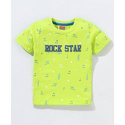Babyhug Cotton Half Sleeves Tee With Text & Music Print- Green