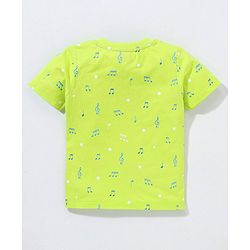 Babyhug Cotton Half Sleeves Tee With Text & Music Print- Green