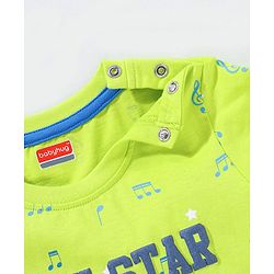 Babyhug Cotton Half Sleeves Tee With Text & Music Print- Green