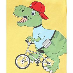 Babyhug Cotton Knit Half Sleeves Dino Printed T-Shirt - Yellow