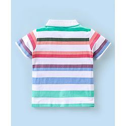 Babyhug Cotton  Half Sleeves T-Shirt Striped - White