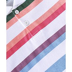 Babyhug Cotton  Half Sleeves T-Shirt Striped - White