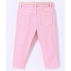 Babyhug Cotton Colored Denim Full Length Stretchable Jeans - Pink
