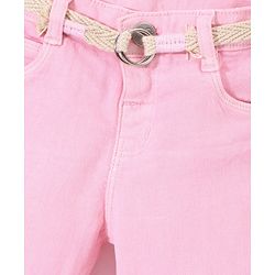 Babyhug Cotton Colored Denim Full Length Stretchable Jeans - Pink