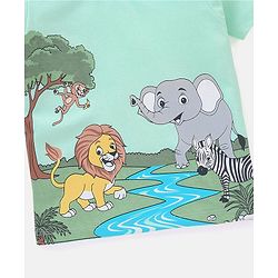Babyhug Cotton Knit Half Sleeves T-Shirt Lion Print - Green