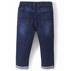 Babyhug Cotton Washed Denim Solid Full Length Jeans With Suspender  Fly With Zipper -  Blue