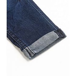 Babyhug Cotton Washed Denim Solid Full Length Jeans With Suspender  Fly With Zipper -  Blue