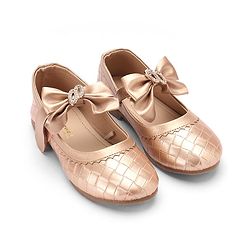Cute Walk By Babyhug Velcro Closure Bellies With Bow Applique - Rose Golden