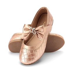 Cute Walk By Babyhug Velcro Closure Bellies With Bow Applique - Rose Golden