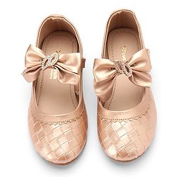Cute Walk By Babyhug Velcro Closure Bellies With Bow Applique - Rose Golden