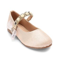 Cute Walk By Babyhug Velcro Closure Bellies With Pearl Applique - Golden