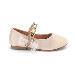 Cute Walk By Babyhug Velcro Closure Bellies With Pearl Applique - Golden