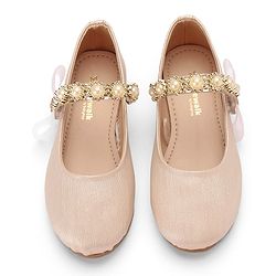 Cute Walk By Babyhug Velcro Closure Bellies With Pearl Applique - Golden