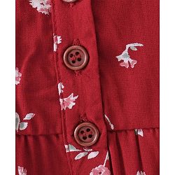 Babyhug Viscose Woven Three Fourth Sleeves Top With Frill Detailing Floral Print- Red