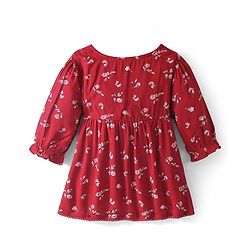 Babyhug Viscose Woven Three Fourth Sleeves Top With Frill Detailing Floral Print- Red