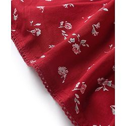 Babyhug Viscose Woven Three Fourth Sleeves Top With Frill Detailing Floral Print- Red