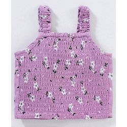 Babyhug Sleeveless Rayon Woven Crop Top With Bow Detailing Floral Print- Light Purple