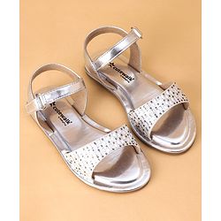 Cute Walk by Babyhug Shimmer Sandals With Velcro Closure - Silver