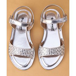 Cute Walk by Babyhug Shimmer Sandals With Velcro Closure - Silver