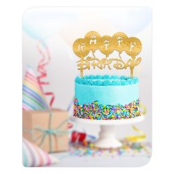 Babyhug Happy Birthday Cake Topper - Gold