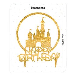 Babyhug Castle Theme Cake Topper - Gold | Glittery Gold Castle Design | Reusable | Perfect for Themed Birthday Parties | Adds Royal Touch to Celebrations