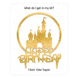Babyhug Castle Theme Cake Topper - Gold | Glittery Gold Castle Design | Reusable | Perfect for Themed Birthday Parties | Adds Royal Touch to Celebrations