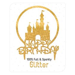 Babyhug Castle Theme Cake Topper - Gold | Glittery Gold Castle Design | Reusable | Perfect for Themed Birthday Parties | Adds Royal Touch to Celebrations