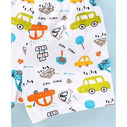 Babyhug 100% Cotton Striped & Car Printed Briefs Pack of 3 -Green & White