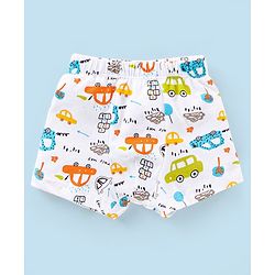 Babyhug 100% Cotton Striped & Car Printed Briefs Pack of 3 -Green & White
