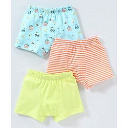 Babyhug 100% Cotton Briefs Striped Pack of 3 - Blue Orange & Green