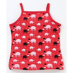 Babyhug 100% Cotton Sleeveless Floral Print & Striped Slips Pack of 3 - Red Black & Pink