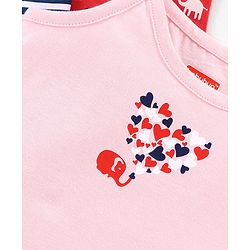 Babyhug 100% Cotton Sleeveless Floral Print & Striped Slips Pack of 3 - Red Black & Pink