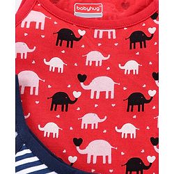 Babyhug 100% Cotton Sleeveless Floral Print & Striped Slips Pack of 3 - Red Black & Pink