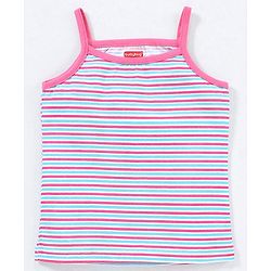 Babyhug 100% Cotton Singlet Slips Stripes & Printed Pack Of 3 - Grey Blue & Pink