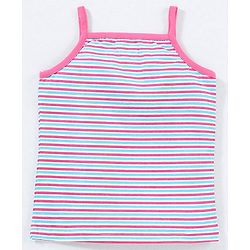 Babyhug 100% Cotton Singlet Slips Stripes & Printed Pack Of 3 - Grey Blue & Pink