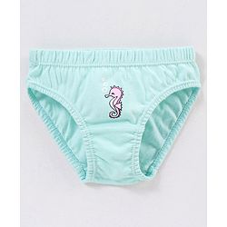 Babyhug 100% Cotton Floral & Star Fish Printed Panties Pack of 3 - Purple & Sea Green